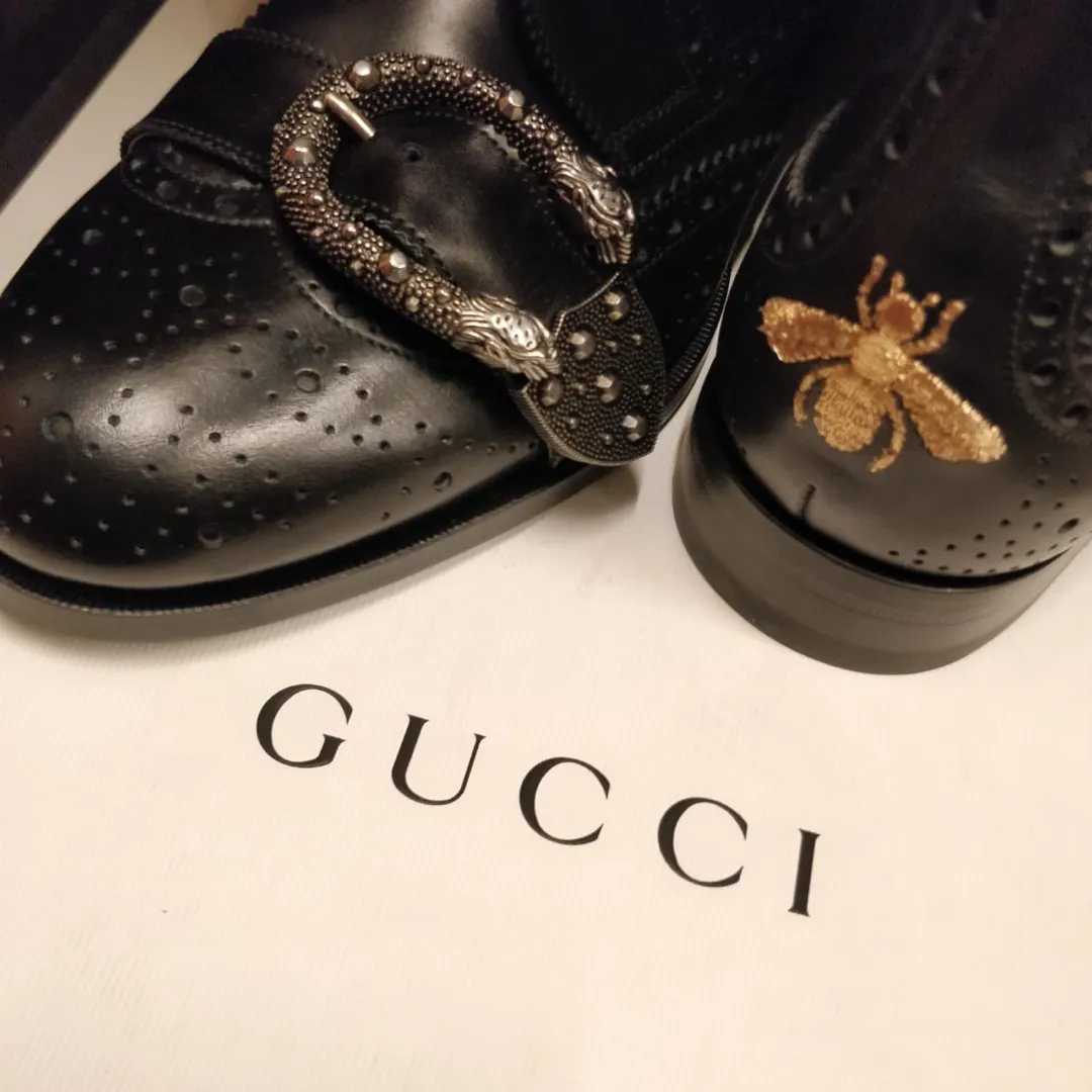 GUCCI BEE HIGHTOP LEATHER SHOES photo 5