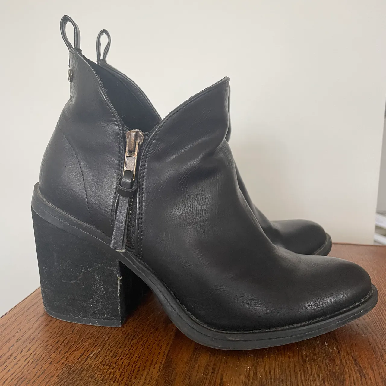 Black chunky heel booties - size 8 photo 3