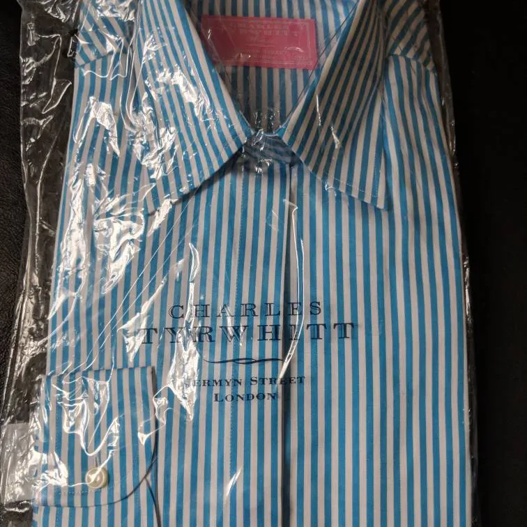 Charles Tyrwhitt London Wmns US10 Blue White Striped Shirt Lo... photo 1