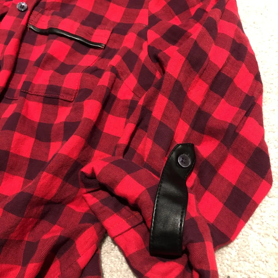 Women’s Red Checkered Button Up Shirt (s) photo 1
