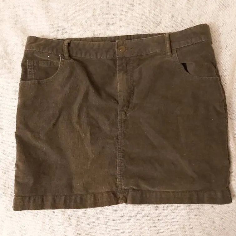 Olive Corduroy Skirt Size 10 photo 1