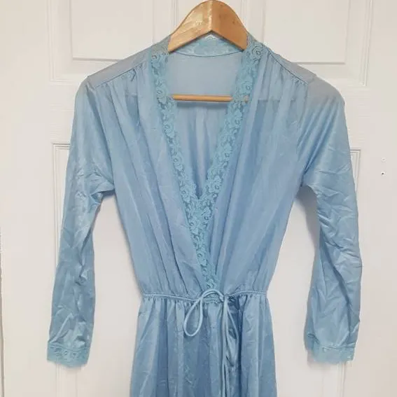 Vintage Blue Satin Night Robe photo 1