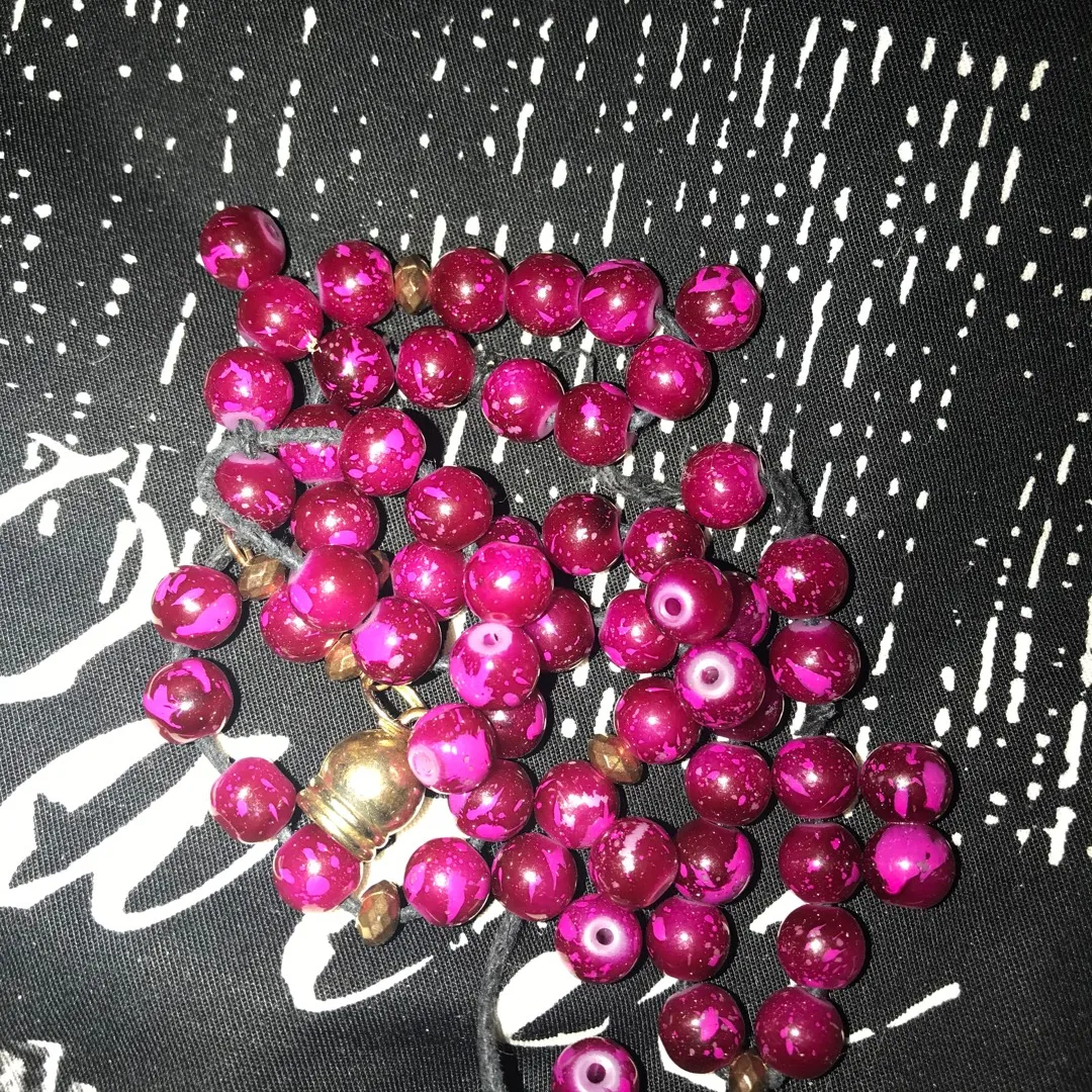 Pink Beads With Gold Coloured Spacers photo 1