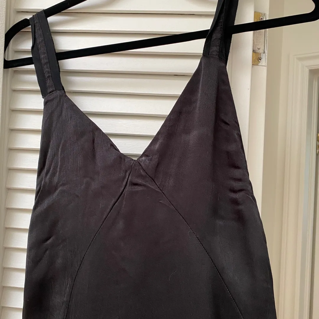 Black Satin Slip Dress Size 2 photo 3