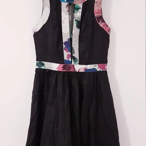 NWT Keepsake Black Dress with Floral Trim photo 3