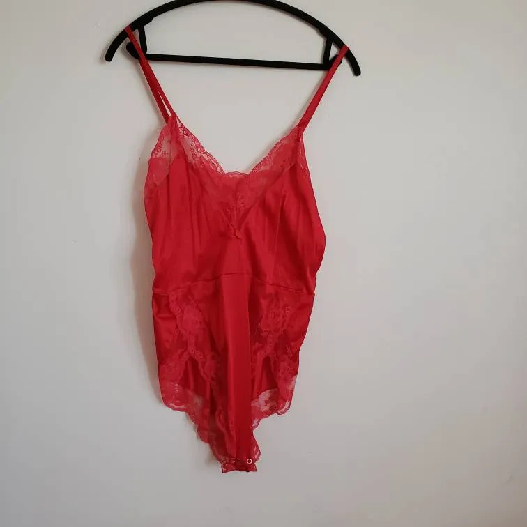 1980s Red Lingerie Teddy Size M/L photo 1