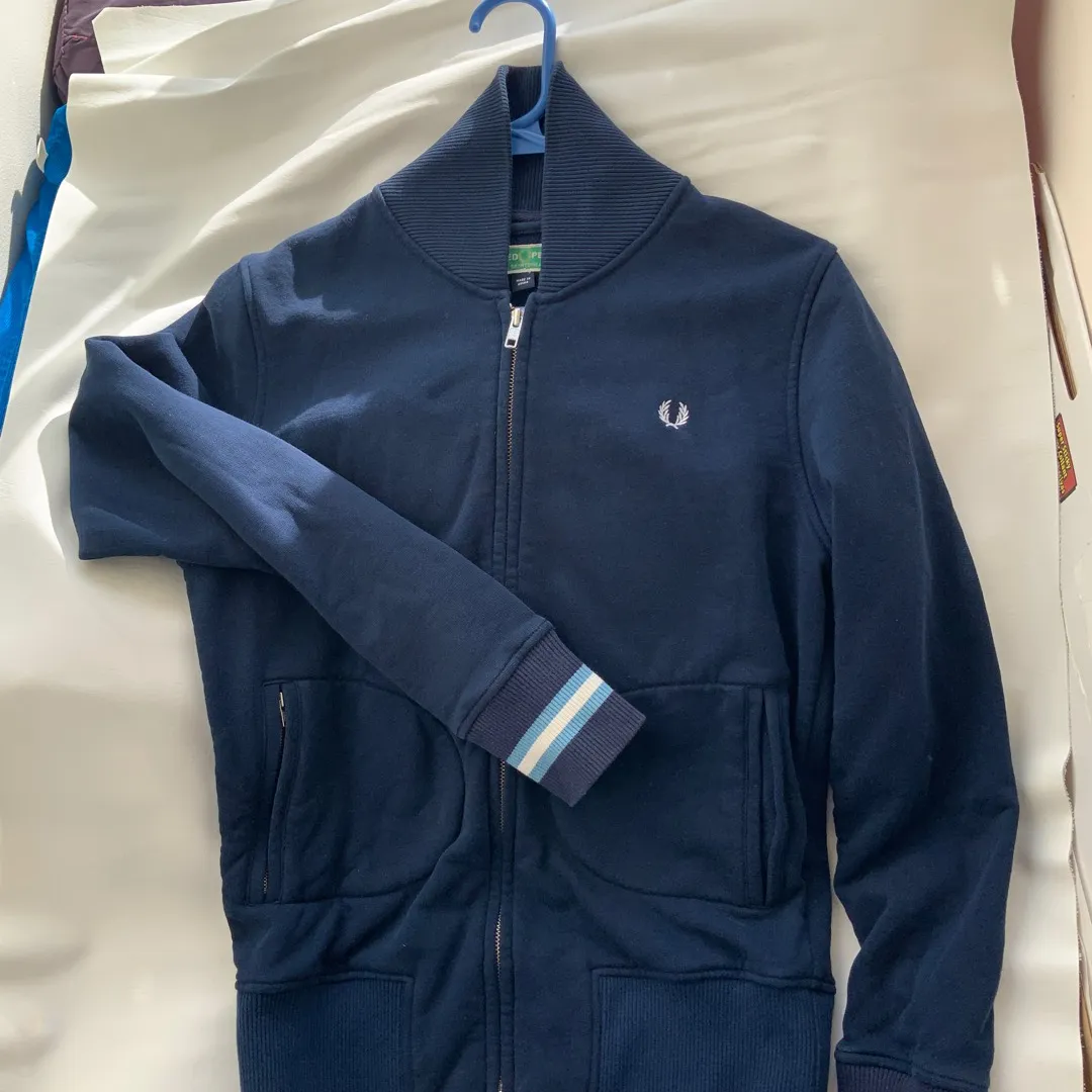 Fred Perry Zip Sweater - Navy Size 10 photo 3