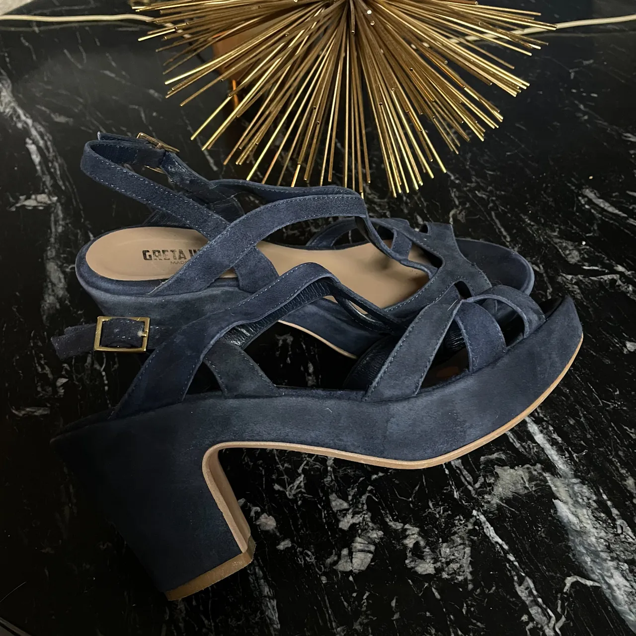Navy blue suede mules 37 photo 1