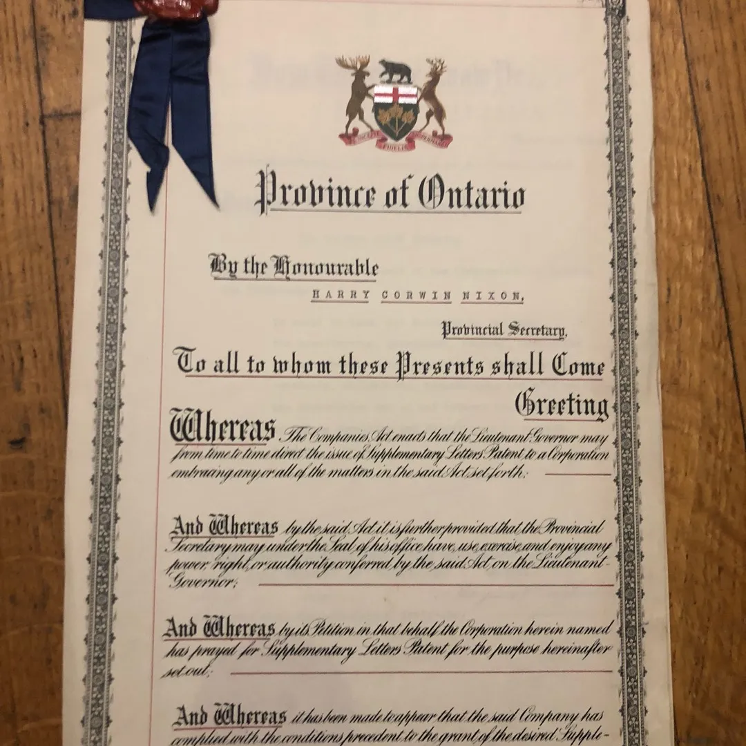1941 Province Of Ontario Document photo 1