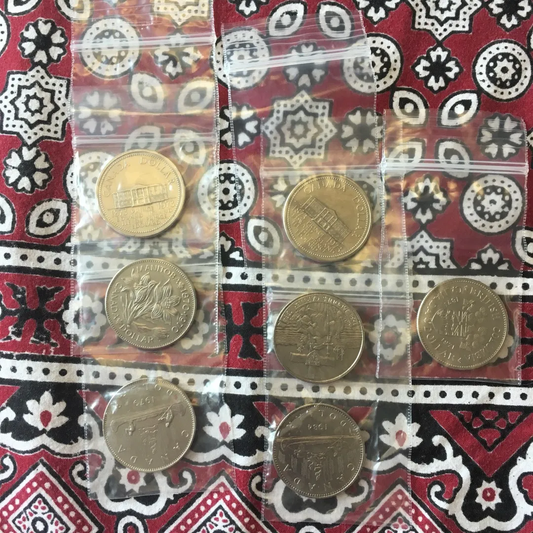 Canada Dollar Coins From The 70’s And 80’s photo 1