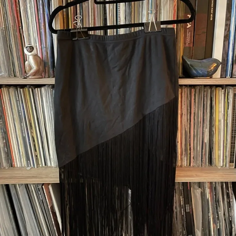 Black Fringed Mini-Skirt (Size L to XL) photo 1