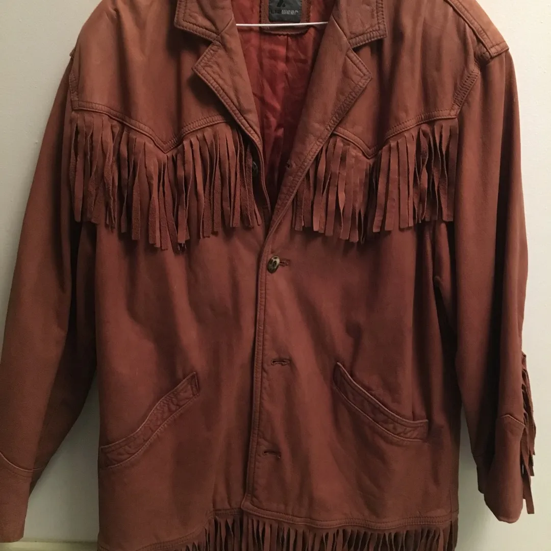 Brown Suede Jacket With Fringe photo 1