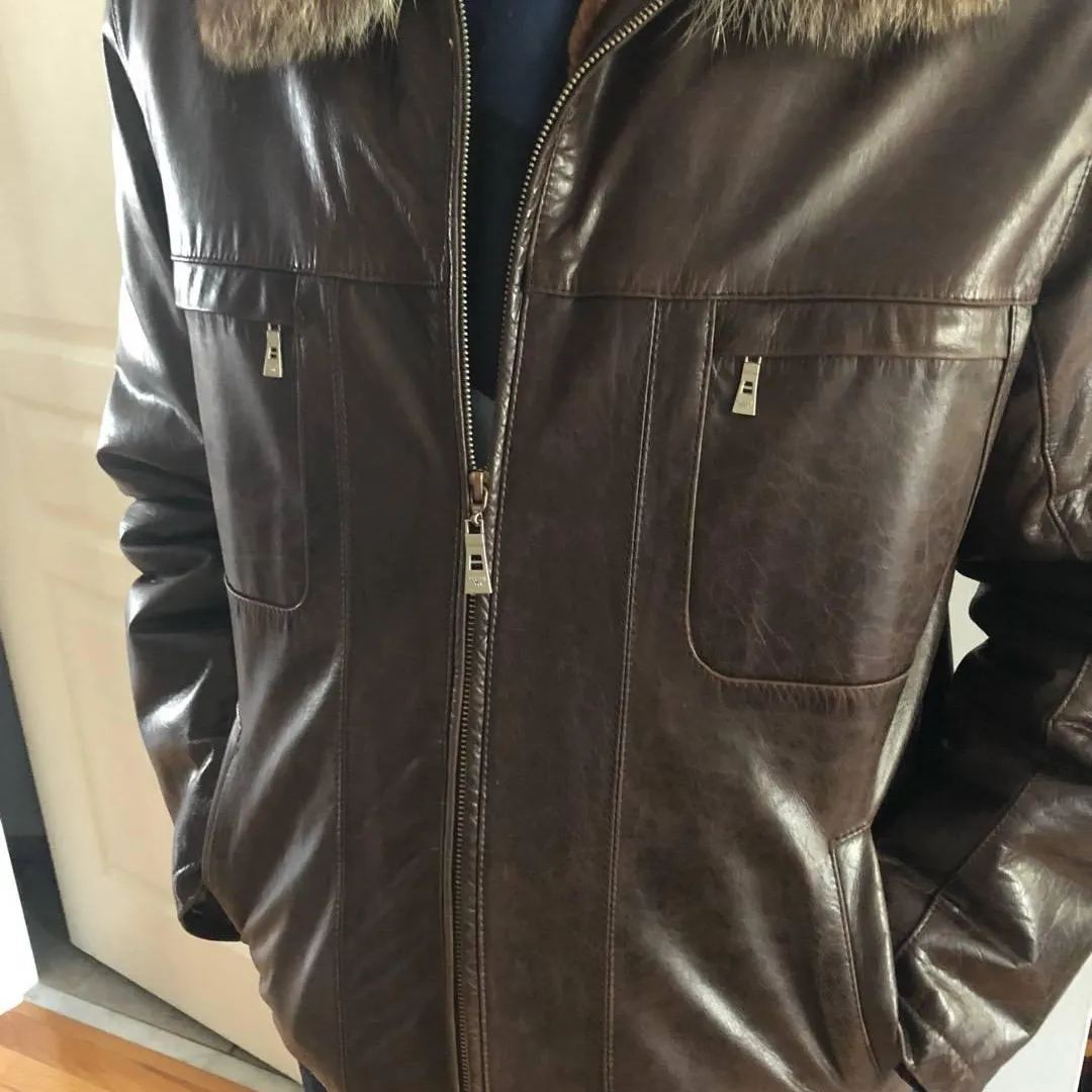 Winter Men Jacket With Fur And Real Leather photo 1