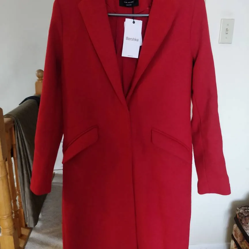 Red Bershka Wool Coat photo 1