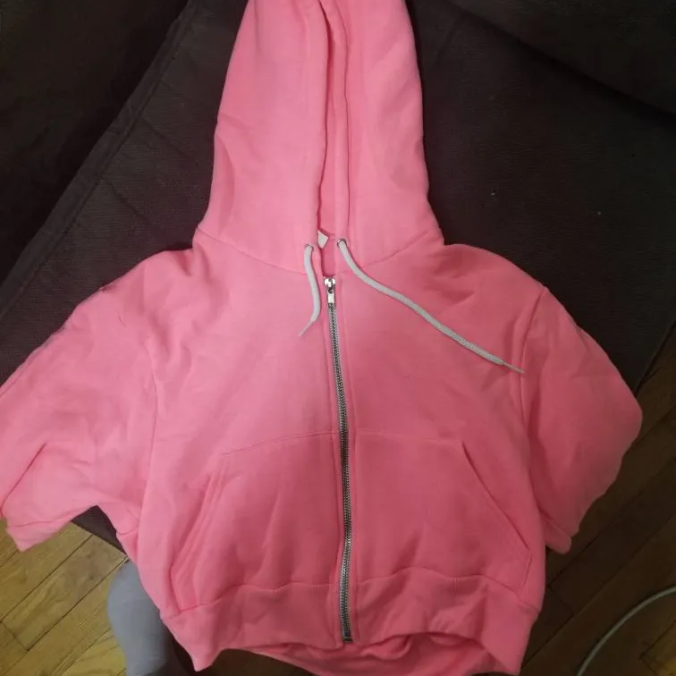 American Apparel Cropped Hot Pink Hoodie Size Medium photo 1