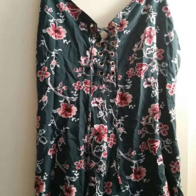 Forever 21 Forest Green + Floral Romper - Worn Once photo 1