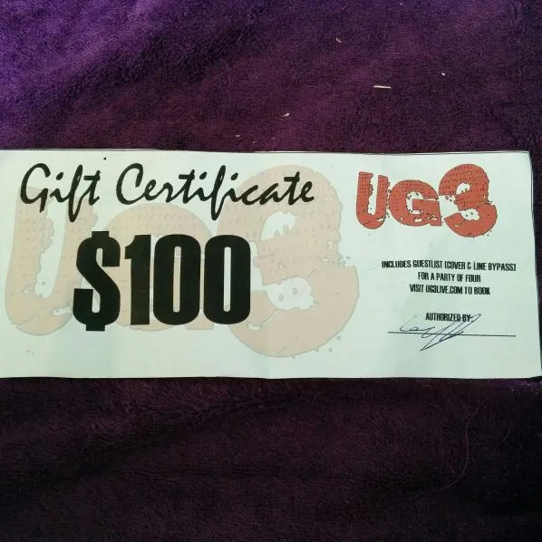 UG3 Gift Certificate photo 1