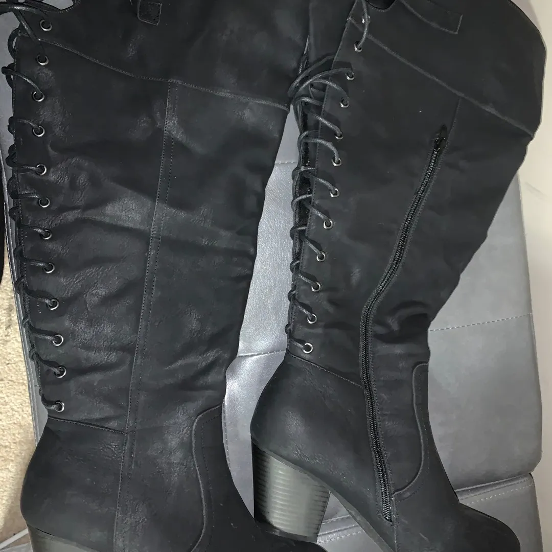 Sexy Lace Up Plus Size 10W Boots photo 1