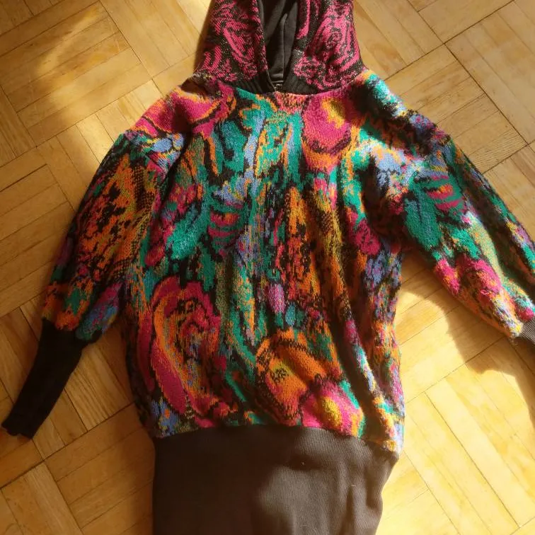 Oversize Upcycled Vintage Multi-coloured Sweater Tunic/minidress photo 1