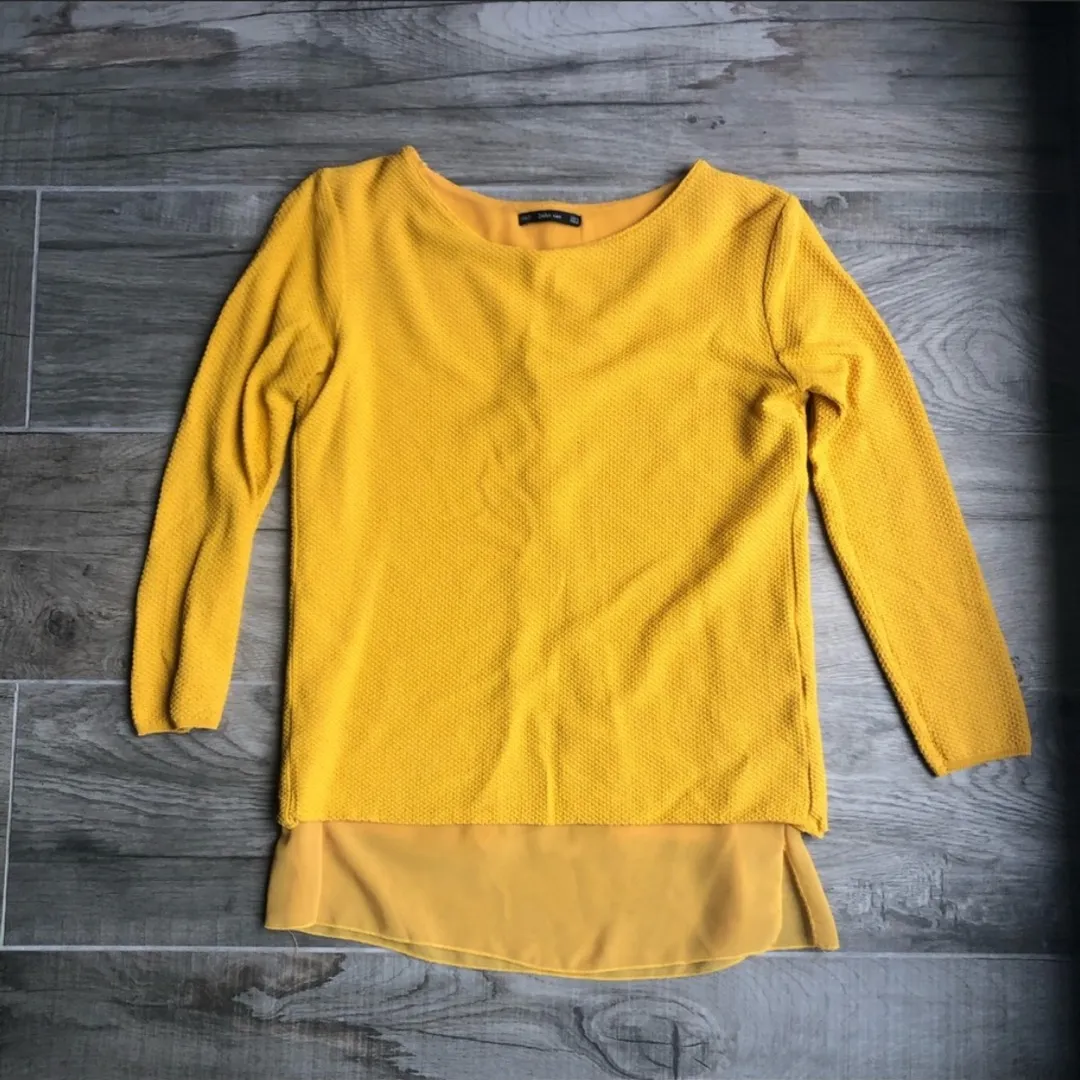 Zara mustard yellow knit open-back sweater Size S photo 1