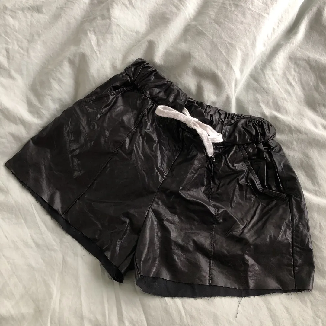 Black Faux Leather(ish?) Shorts photo 1