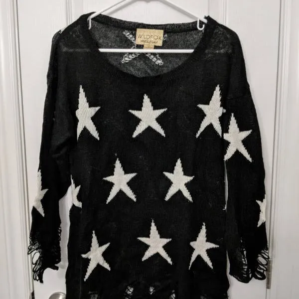 Authentic Wildfox Distressed Stars Sweater (Black) photo 1