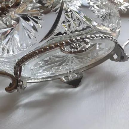 Antique 1940's French Silver  and Cut Crystal Floral-Handled ... photo 7