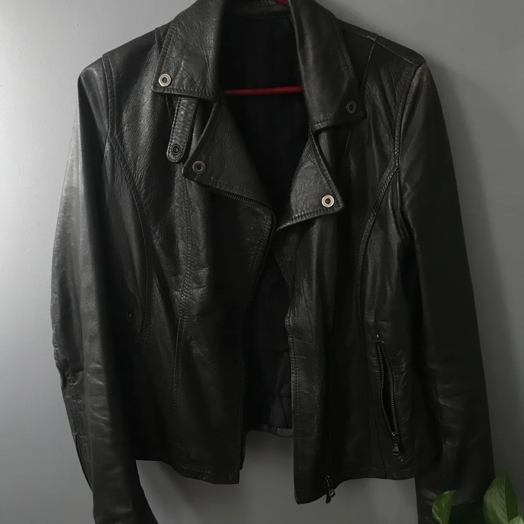 Dark Grey Leather Jacket photo 4