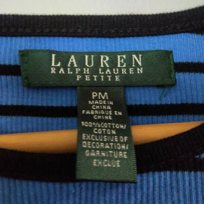 BNWOT Ralph Lauren Striped Cotton Top Size PM Or Small photo 3