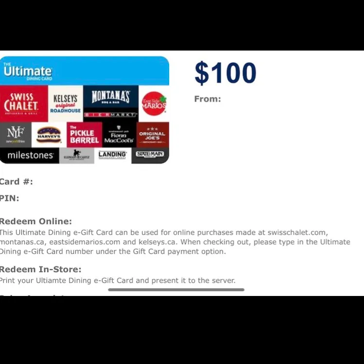Digital Ultimate Dining Gift Card photo 1