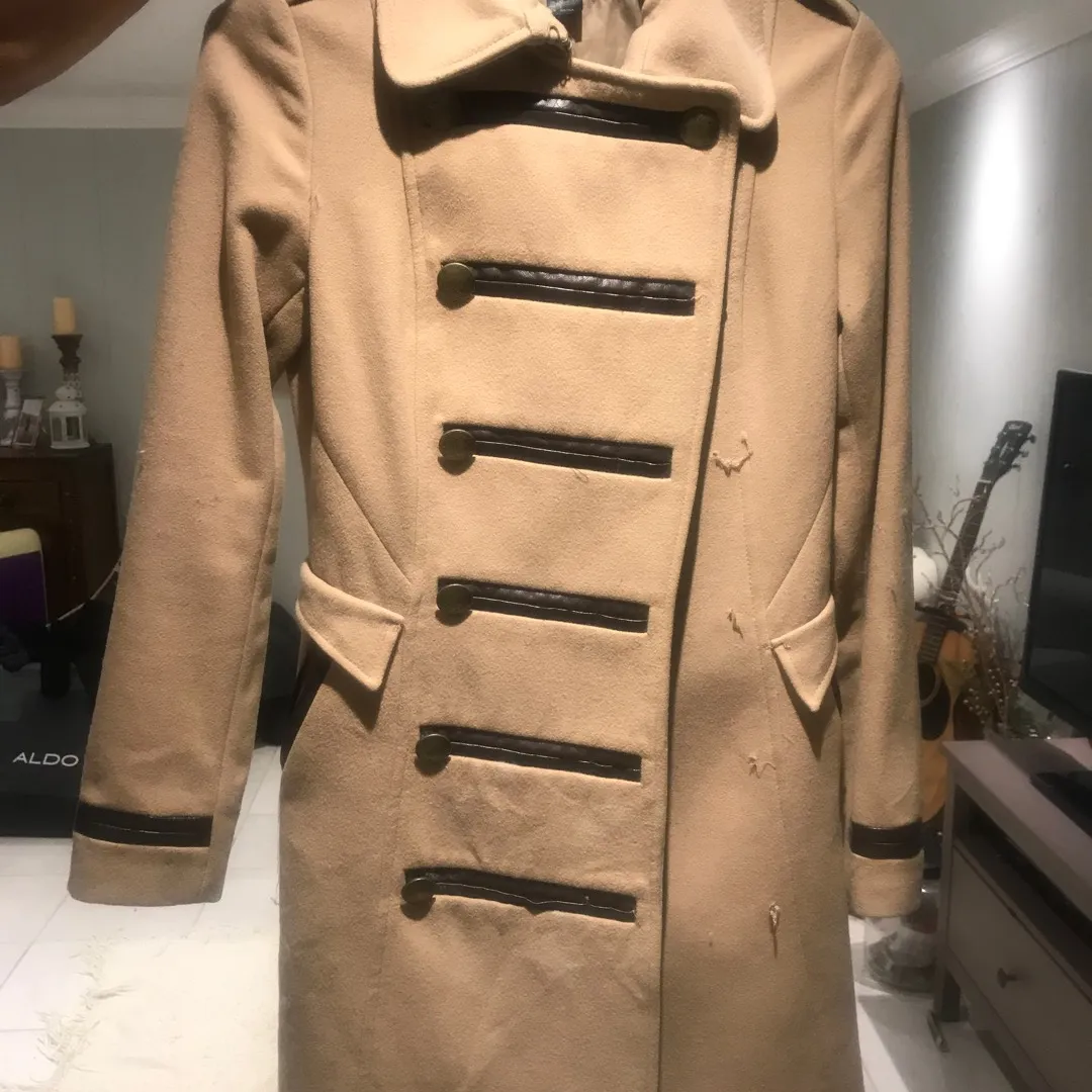 XS Long Tan Military Style Chique Jacket photo 3