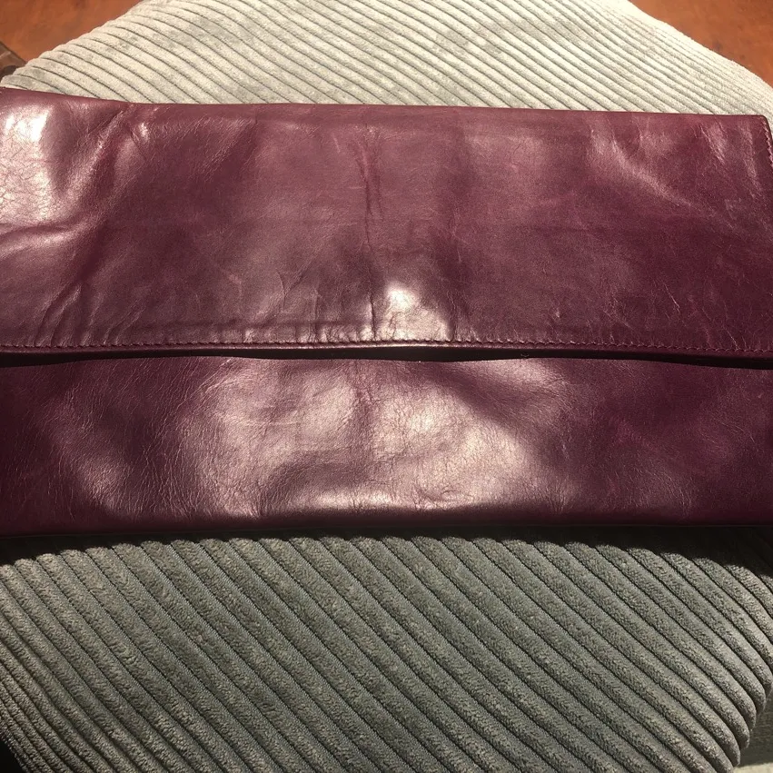 M0851 Purple Leather Envelope Clutch photo 1