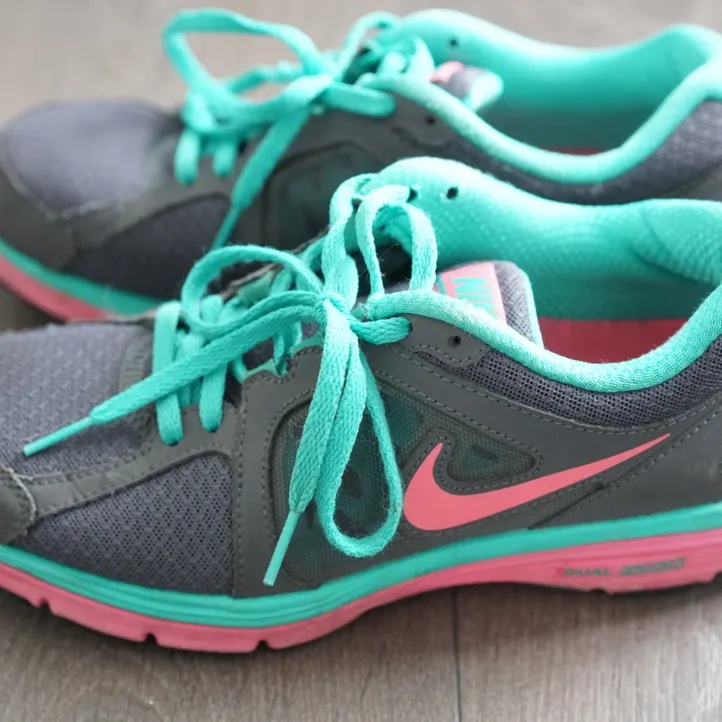 Pink & Teal Nike Running Shoes (size 7) photo 1