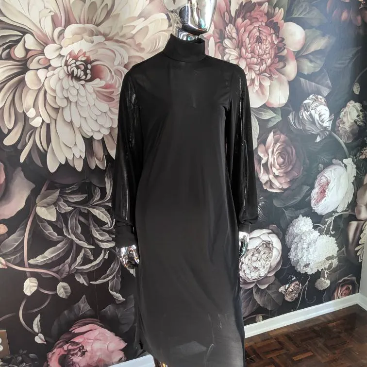 H&M COS Sheer Black Long Sleeve Dress Medium photo 1