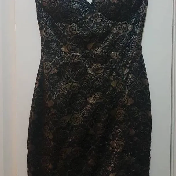 Strapless Dress With Lace Detailing photo 1