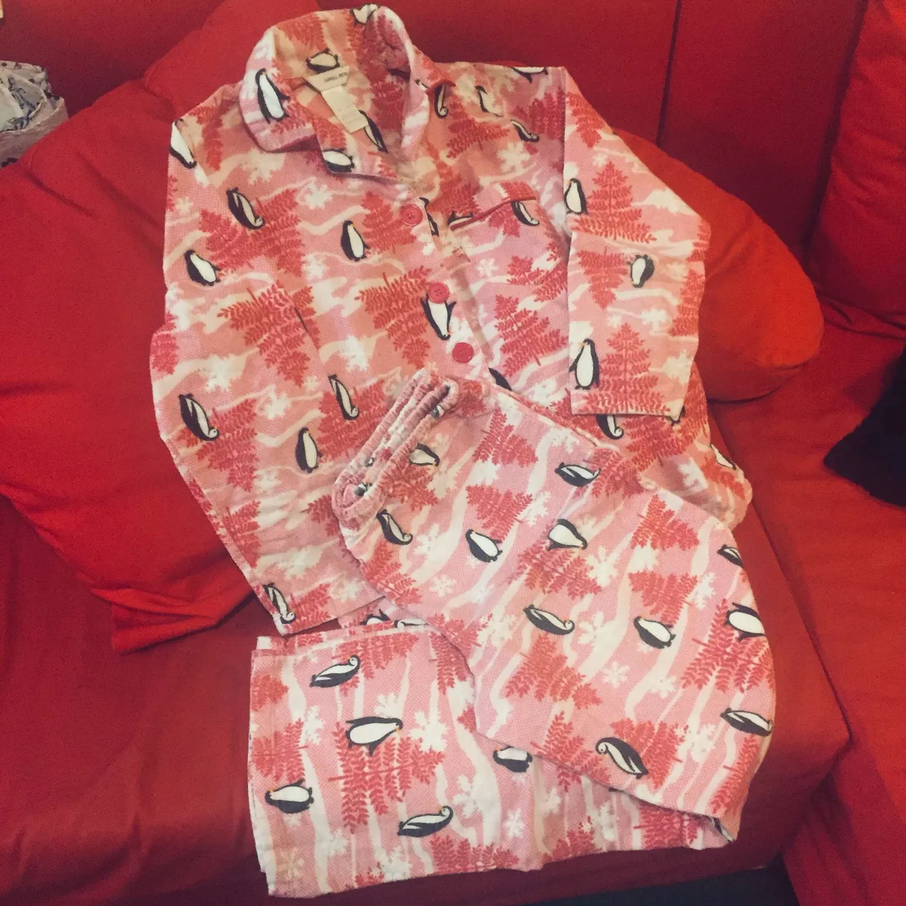 Small Pink Penguin Flannel PJ's! photo 1