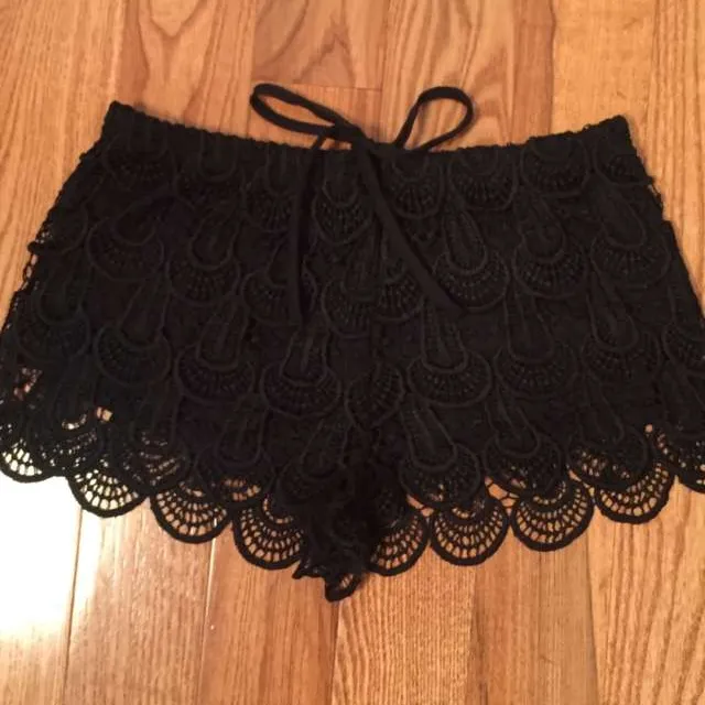 Black Lace Crochet Shorts photo 1