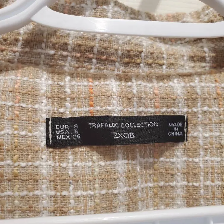 Zara Textured Tweed Weave Double Breasted Blazer photo 4