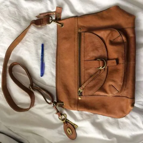 Fossil Leather Messenger Bag/purse photo 1