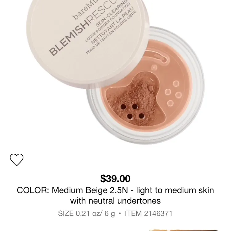 Bare minerals  - BLEMISH RESCUE Skin-Clearing Loose Powder Fo... photo 1