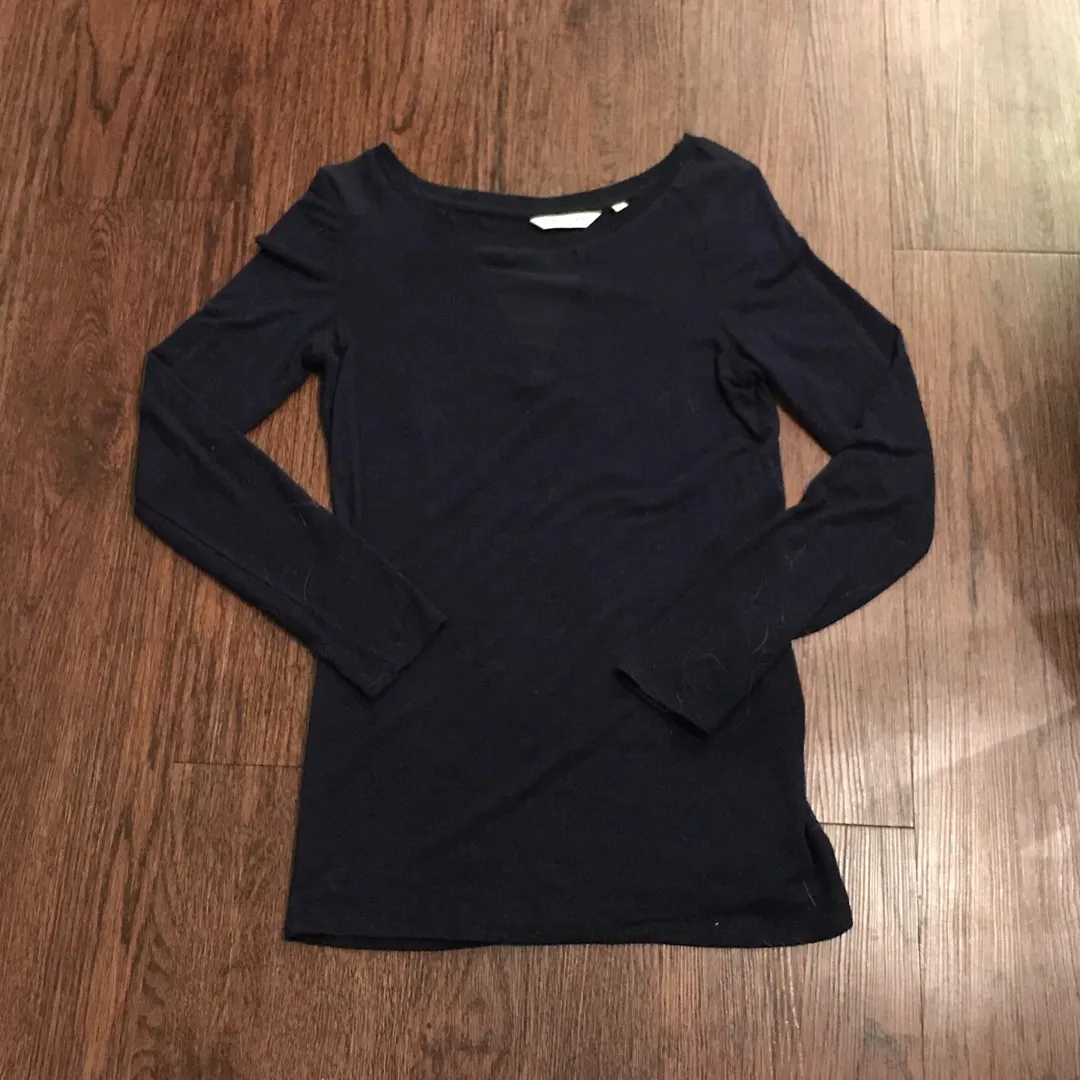 Naf Naf Navy Blue Slim Sweater With Mesh Details Size Small photo 1