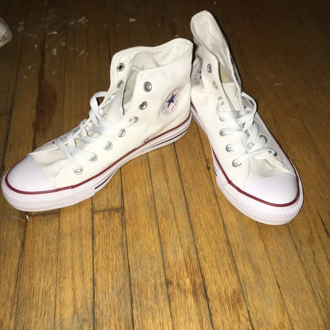 Never Worn Converse High Tops - White photo 1