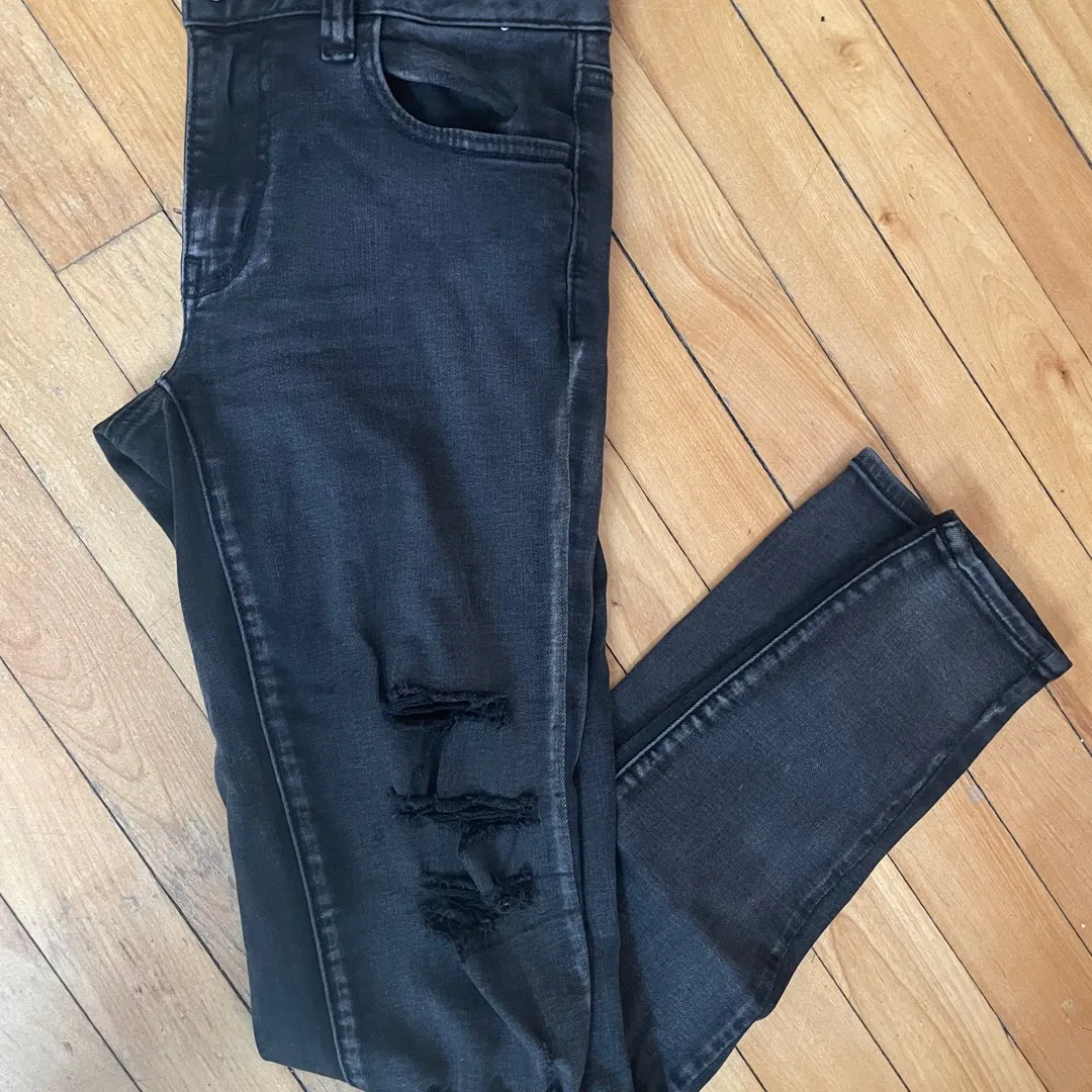 American Eagle Black Ripped Jeggings photo 1