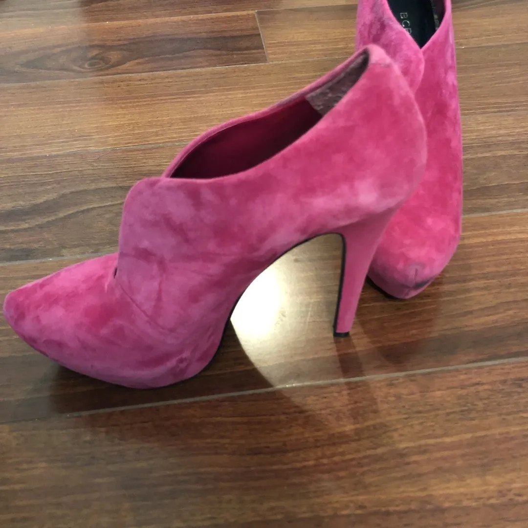 BCBG Worn Once Pink Suede Booties photo 4