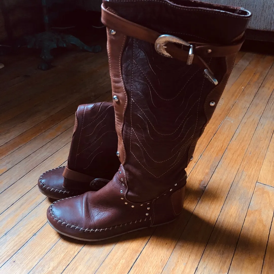 Onako’ Italian Leather Boots Size 7 (37) photo 1