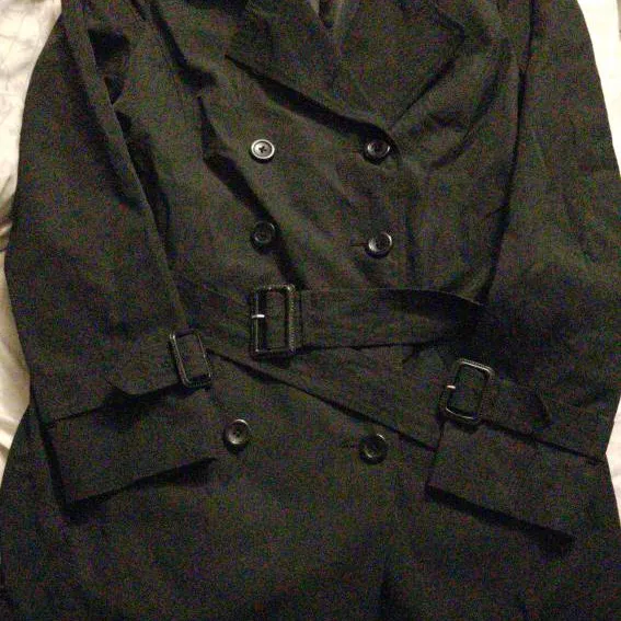 Black Short Trench Coat Size Medium photo 1