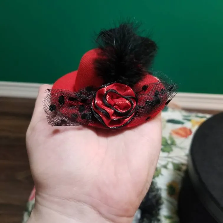 Tiny Red Top Hat Style Fascinator photo 1