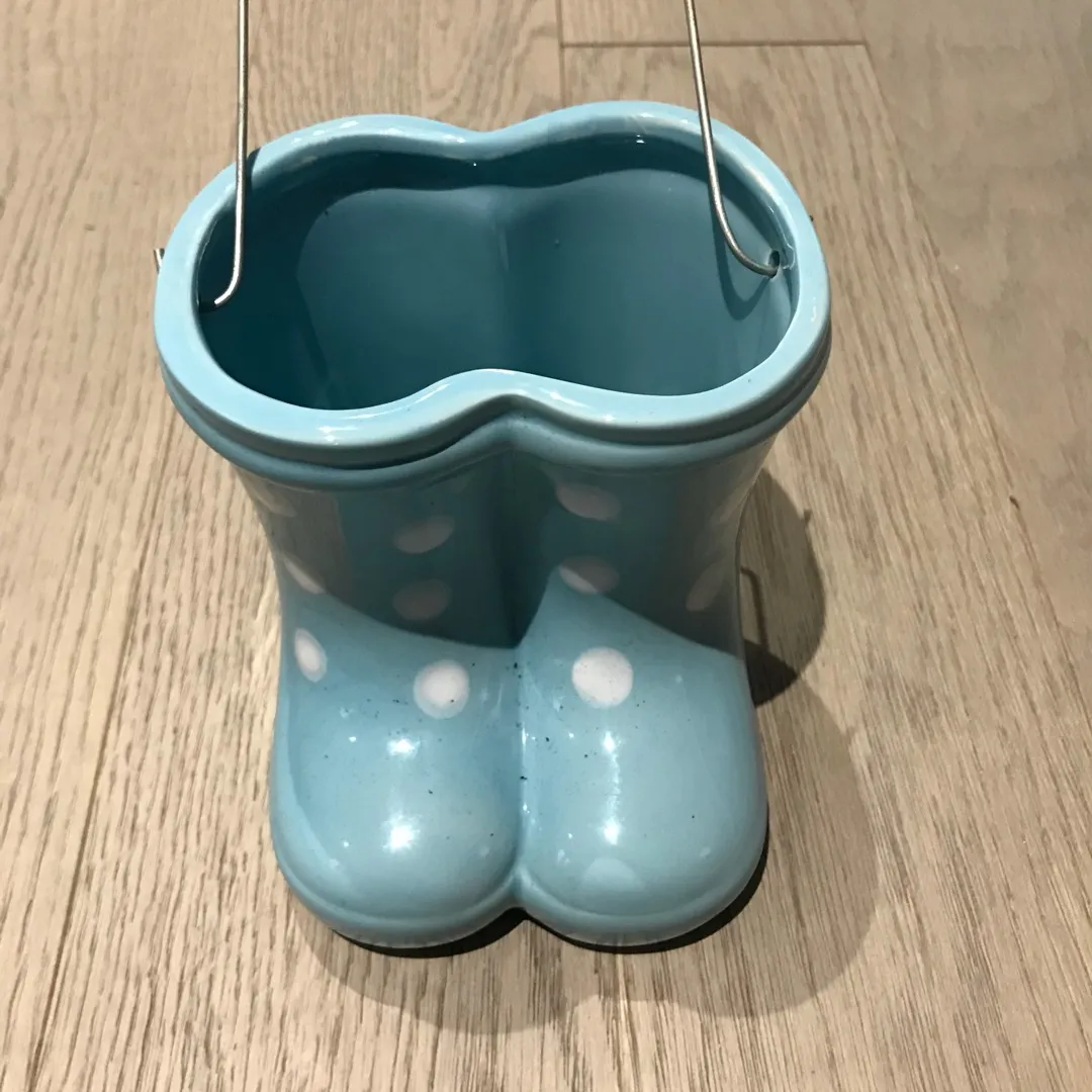 Cute Baby Blue Boot Pot Planter photo 4