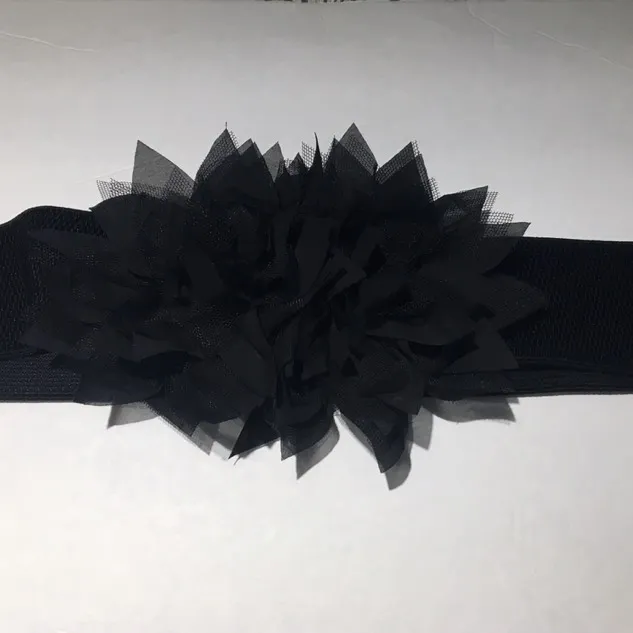 Black Flowered Belt - Size Large photo 1