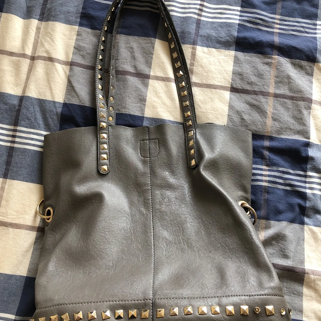 Grey Faux Leather Purse / Tote photo 3